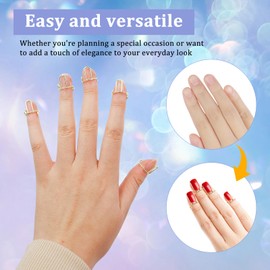 INNAL Pack of 20 Nail Rings Adjustable Fingernail Rings Nail Rings Removable Reusable Nail Rings with 240 Pieces Nail Glue Nail Rings for Nail Art Decoration