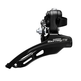 Shimano FD-TZ500 6-speed MTB front derailleur, down swing, top pull, 31.8mm, 66-69, 42T