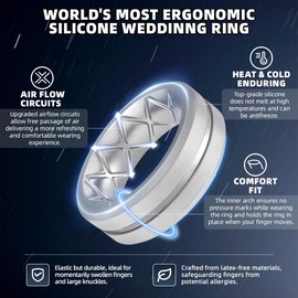 Egnaro Silicone Ring Men 1/4/6 Multipack Breathable Mens Silicone Rubber Bands Wedding Rings for Men Engagement Bands - 8mm Width 2mm Thickness…