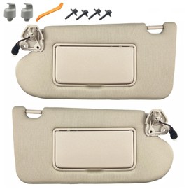 Pair of Left and Right Sun Visors with Holders for Nissan Altima 2013 2014 2015 2016 2017 2018 with Light Sunroof Interior Sunshade Replacement (Beige)