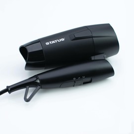 STATUS: Toulouse Black Foldable Travel Hairdryer / 2 Speeds and Concentrator Nozzle / 1200w and Dual Voltage (230V or 115V) / DC Motor / TOULOUSE1PKB6
