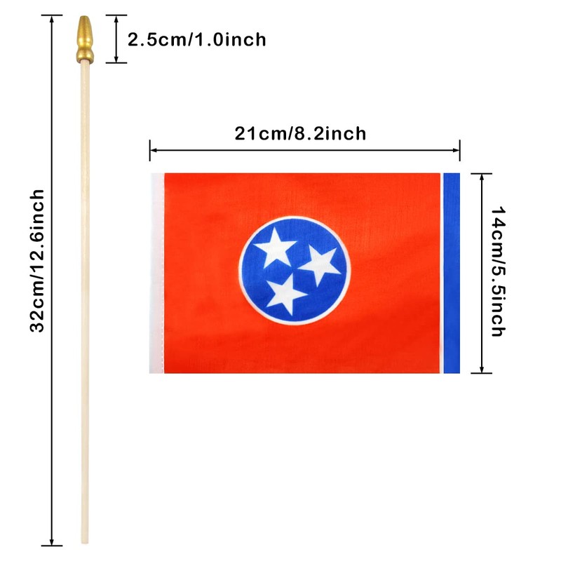 QQSD Tennessee Small Flag Stick Mini Hand Held Flags -