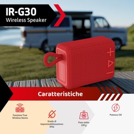 IRRADIO IR-G30 Bluetooth-Lautsprecher, 5 W, tragbar, IPX6, leistungsstarker und ausgewogener Sound, Lange Lebensdauer, True Wireless, USB, Full-Range-Treiber, TWS-Funktion, kompakt, buntes Design
