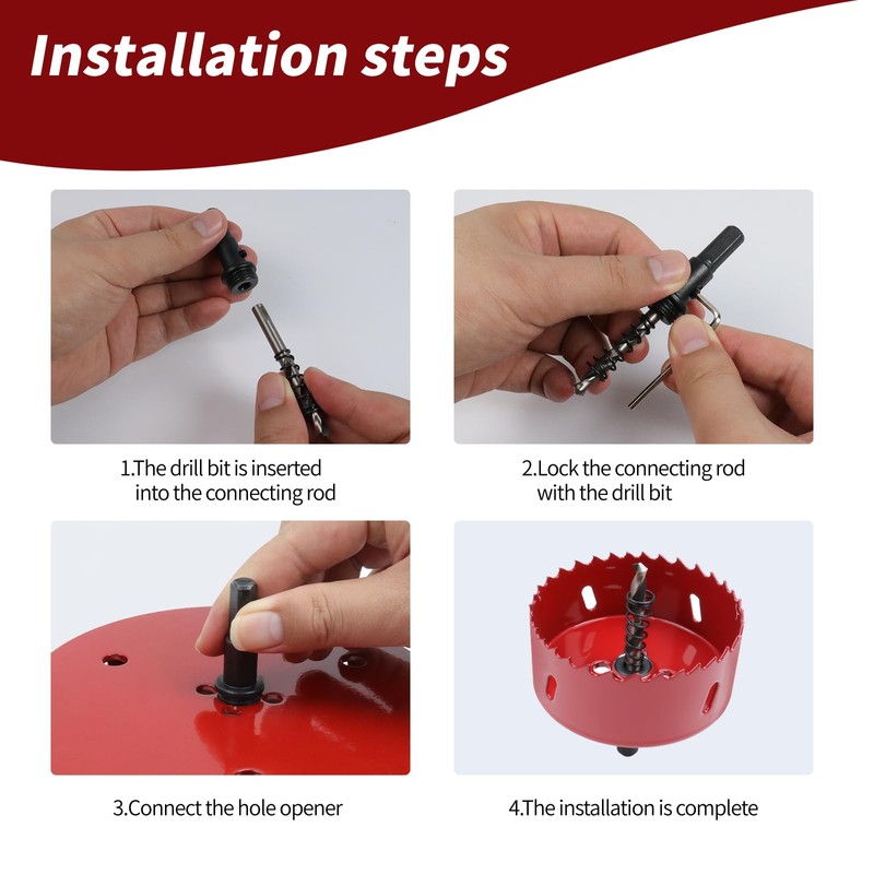 3.15 Inch / 80mm Hole Saw Red with Arbor and