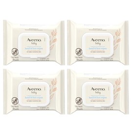 Aveeno Baby Toallitas para manos y cara sin fragancia con extracto de avena y aloe, toallitas limpiadoras e hidratantes para pieles sensibles, sin sulfatos, alcohol, parabenos y colorantes