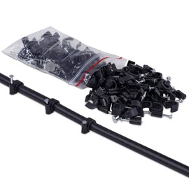 7mm Round Black Cable Clips Pack of 100