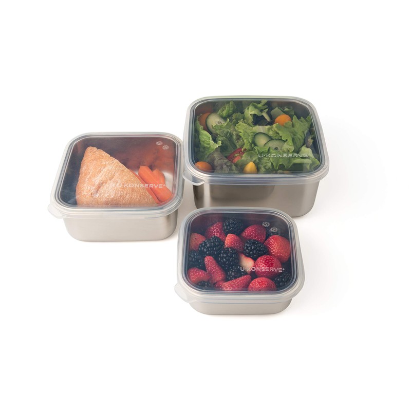 UKONSERVE To-Go Medium Stainless Steel Container 30oz - Clear Silicone