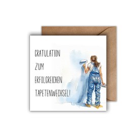 WBdesignz Congratulations Card with Envelope - Stylish Congratulations Card "Congratulations on Successful Change of Wallpaper" (125 x 125 mm)
