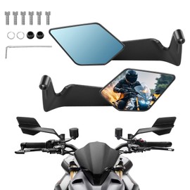 Motorcycle Mirrors Universal Foldable Rotating Rear View Mirror Stealth Wind Wing Side Mirror for Kawasaki Z400 Z650 Z900 1290 Super Duke R Evo ABS 390 Duke Street Bike Yamaha MT-07(Anti-glare)