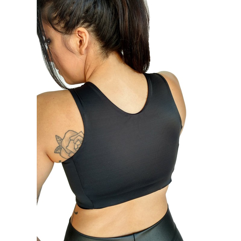 Post Surgical Comfort Compression Sports Bra: Black Dragonfly (Medium)