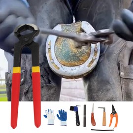 YINSHCO 8 Inch 8 Pcs Farrier Tool Kits, Horse Goat Pig Hoof Trimmers Nippers Shears Nail Clipper, Mini Rasp, Hoof Trimming Cutter Knife, File for Sheep Donkey Equine Supplies with Storage Bag