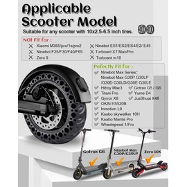 GLDYTIMES 10 Inch Solid Tire, 10x2.5 60/70-6.5 Tubeless Tyre Fit for Segway Ninebot Max G30P G30LP/Gotrax G5 G6/Zero10x /Titan Pro Electric Scooter and other, Plosion-Proof Honeycomb Anti-Skid Tire