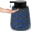 Ceramic Soap Dispenser, Lotion Dispenser with Pump 12oz (Blue Liquid