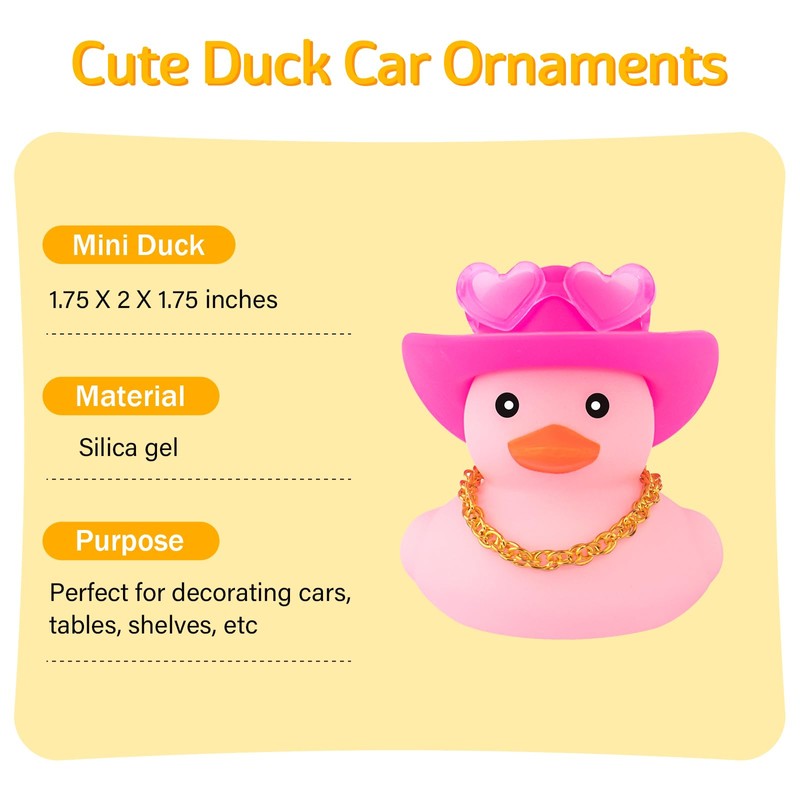 wonuu Pink Rubber Duck with Heart-Shaped Sunglasses Car Ducks Small