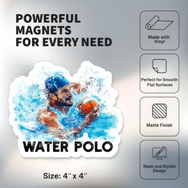 Water Polo Magnet 4 inch 2 Pack Vinyl for Fun Sport Souvenir Gift Refrigerator Fridge Dishwasher ID44999