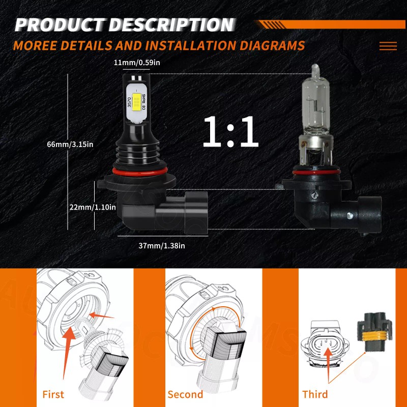 AUIMSOCO 9005 9006 Combo LED Headlight Bulbs Ultra Bright White
