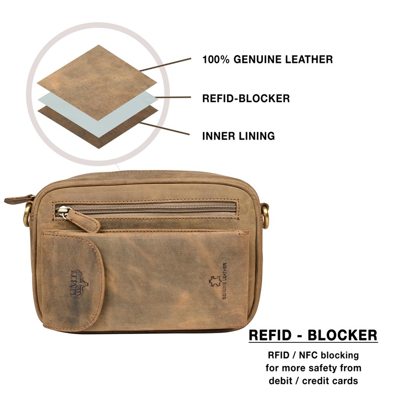 Leather Wrist Bag for Unisex Made of Cowhide Leather 21-
