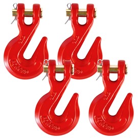 3/8" Clevis Grab Hooks (4 Pack) Heavy Duty Chain Hook for 3/8 Inch Grade 80 Chain Forged Alloy Steel- for Trailer Truck Transport - Yellow Chromate Finish - 7,500 lbs