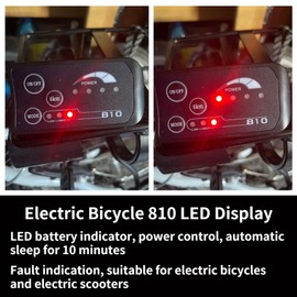 Klanata Ebike Display, Electric Bicycle 810 Led Display with 5 Wire Cable Control Panel for Electric Bicycles and Electric Scooters