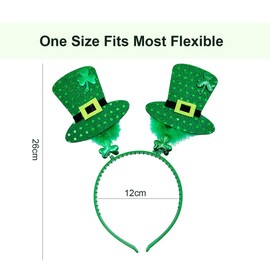 St Patricks Day Headband,St Patricks Day Accessories-Irish Hat Head Bopper with Shamrock and Green Fur Leprechaun Hats Headband,St Patricks Day Outfits Hair Accessory for kids Adults Irish Gifts