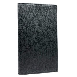 Charmoni - Top Cheque Book Cover - 2 Credit Card Slots - ID - Cowhide Leather - 11cm x 19cm Black One Size Classic, black, Standard size, Classic