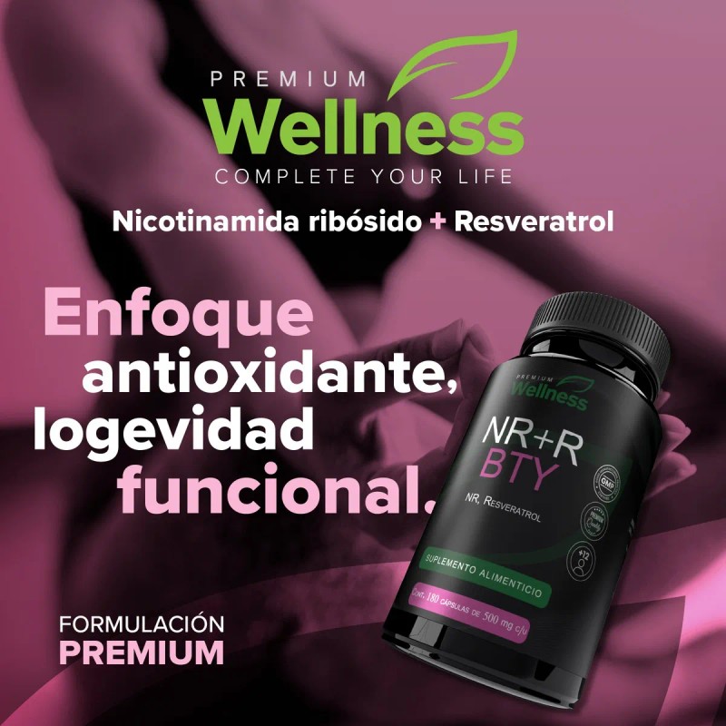 Nicotinamida Ribsido Resveratrol 180 Caps Nrr Premium W Sin Sabor