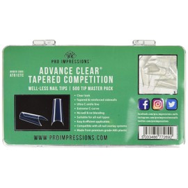 Pro Impressions 500-Piece Advance Clear Tapered Competition Nail Tips Set