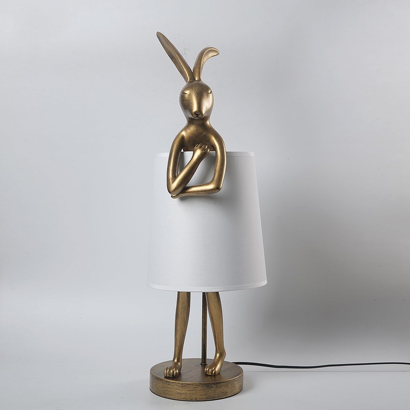 NorDiem Cute Rabbit Animal Table Lamp,Big Size 25.6", Gold Resin