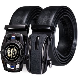Barry.Wang Men's Belt Gift Set 2 Pack,Ratchet Buckle Adjustable Genuine Leather Designer Belts Business Wedding Dress