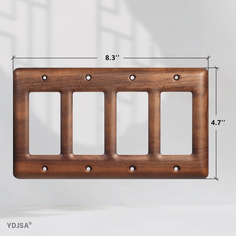 YDJSA Four Light Switch Cover Plate Solid North American Walnut