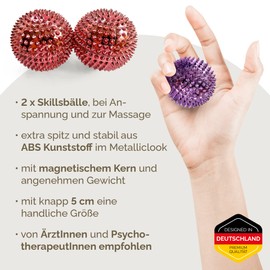 2 x DBT Skills Hedgehog Ball, Magnetic High Stress Acupressure Ball, for Stress Relief or Massage, Against Tension and for More Mobility and Concentration (Rose Gold)