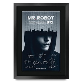 HWC Trading A3 FR Mr Robot Rami Malek Gifts Printed Autograph Picture for TV Fan Merchandise Signed - A3 Framed