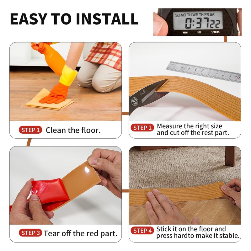 Floor Transition Strip Self Adhesive 2 Inch Wide, 6.6 FT