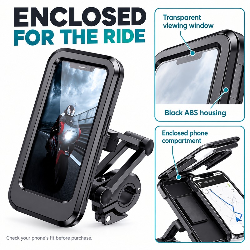 Waterproof Phone Holder with 360 Degree Rotation Adjustable Anti Shock