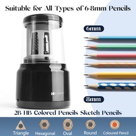 ENMY Electric Pencil Sharpener, Heavy-Duty Helical Blade Auto Pencil Sharpener, USB/Battery Operated Pencil Sharpener for No.2(6-8mm) Pencils and Colored Pencils in School/Office/Home