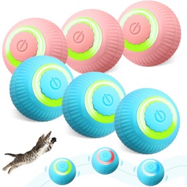 WinnerWhy 6 Pack Interactive Cat Ball Toy for Indoor Automatic Smart Rolling Ball with LED Light 2 Modes Electric Self Rolling Toy for Large and Small Puppy Kitten