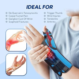 Wrist and Thumb Support, Thumb Spica Splint, De Quervain's Splint, Carpal Tunnel Wrist Splint with Thumb Support for Arthritis, Tendonitis, Trigger Thumb, Wrist Fractures, Injuries, Left-M