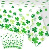 4 Pcs St Patricks Day Tablecloth Green with Assorted Shamrock