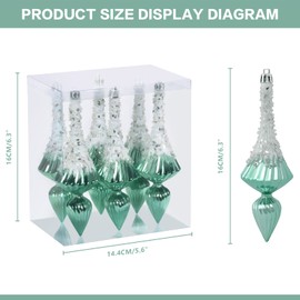 RoseCraft - Juego de adornos de Navidad, bola de Navidad de plástico irrompible de 6.3 pulgadas, adornos colgantes para decoración de árbol de Navidad, para decoración de fiesta de Acción de Gracias, 6 piezas, verde claro.