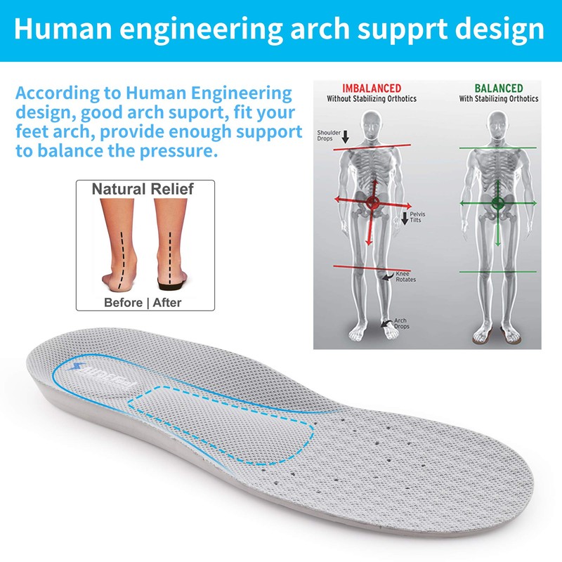 SAUDEfoot Elastic Arch Insoles Comfortable Massage Cushioning Breathable for Walking