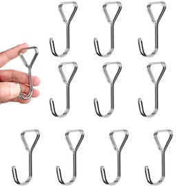 RHQFDM 10 Pieces Rubber Elastic Straps J-hook,Hooks for Expander Rope Silver,Reinforced Stainless Expander Hooks,Metal Hooks for Elastic Cord for Securing Luggage and Backpacks