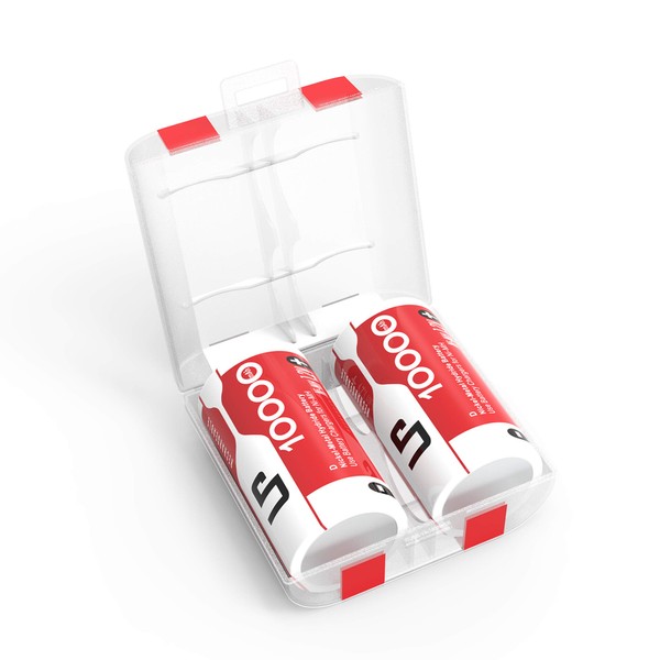 LP Paquete de 2 baterías recargables D Cell 10000mAh Ni-MH D tamaño batería con estuche de almacenamiento para el hogar y la empresa