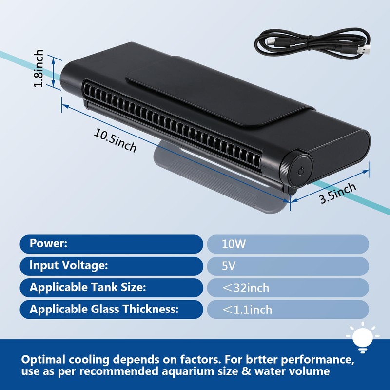 BAOSHISHAN Aquarium Chiller Fan, Powerful Fish Tank Cooler with Light,