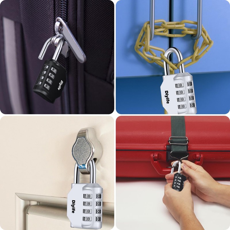 Diyife Combination Padlock, [2 Pack] 4 Digit Lock Combination, Padlock