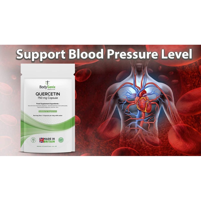 Bodygenix Quercetin 750mg Capsules - Immune System Brain Cardiovascular Health