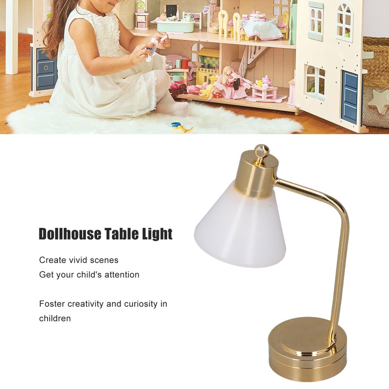 1:12 Scale Dollhouse Table Lamp LED Micro Metal Dollhouse Miniature