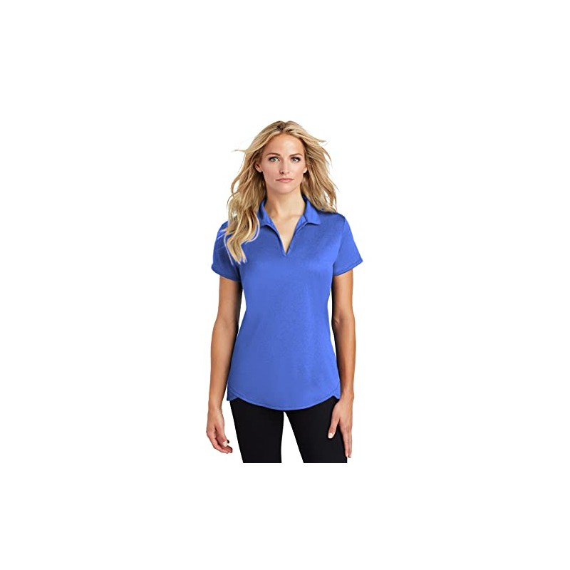Ladies Heathered Moisture Wicking Golf Polo-S-True Royal