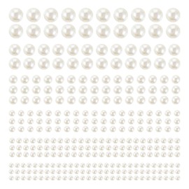 Heclia 1980pcs Self Adhesive Pearl Stickers Flat Back Stick On Pearls Gems for Face Makeup Decoration Eyebrow Nails, Balloons Crafts Prom Hair Accessories Wedding Scrapbook Assorted Sizes(Ivory White)