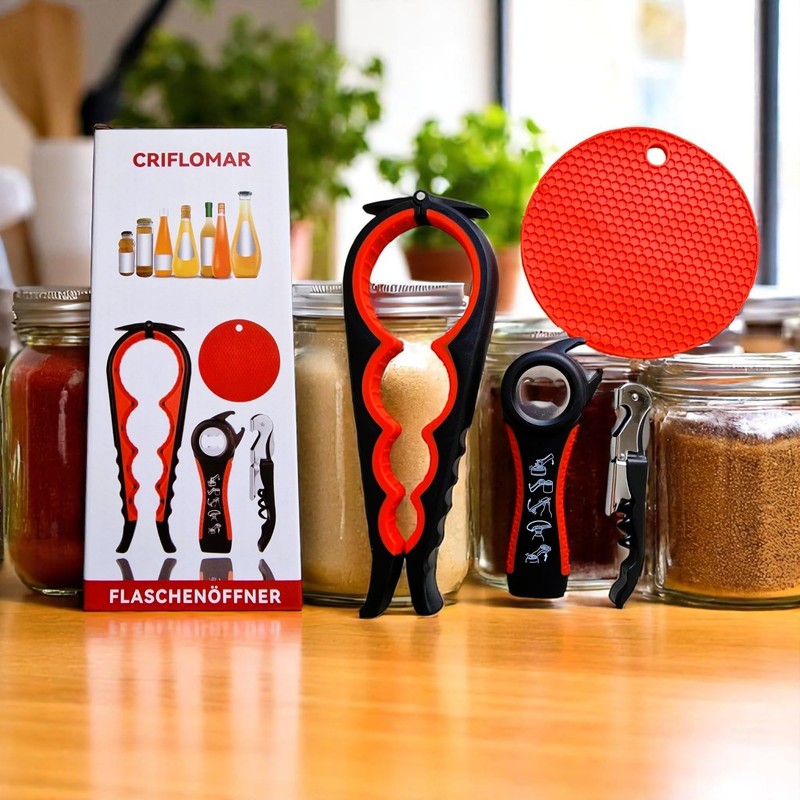 4 in 1 Jar Opener Set - Non-Slip Handle, Easy