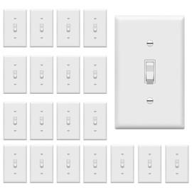 TG 3-Way Toggle Light Switch with Wall Plate, 15 Amp Electrical Wall Switch, 120V-277V AC, Three-Way or Single Pole, Grounding Screw, Residential Grade, UL Listed, LS-T315-WP20P, White (20 Pack)